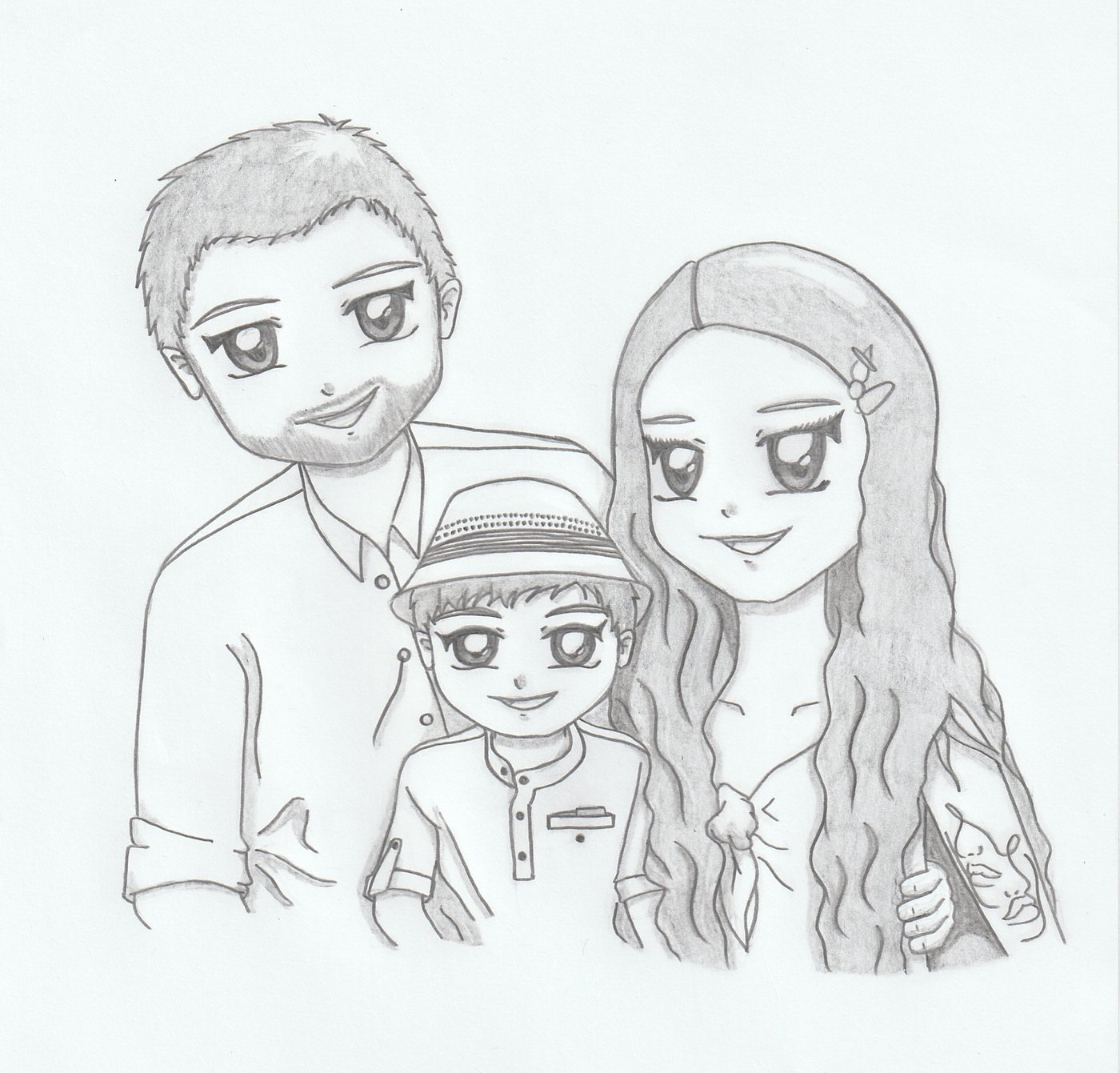 Hand-drawn family portrait